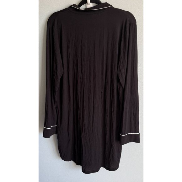 GapBody Women Model Pajama Shirt Dress Sz Large Black Button Front Soft Flowy - Picture 2 of 9